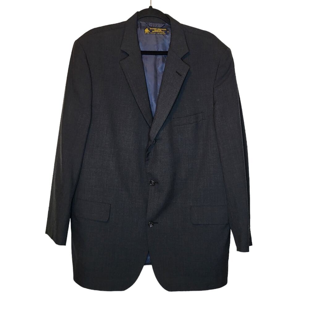Brooks Brothers Makers Brooksease Wool Grey Black 3 button jacket 44 Long
